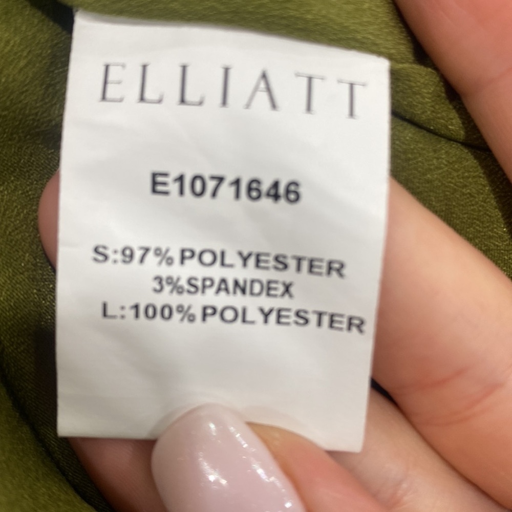 Elliatt Camo Dress Size M Khaki Green Asymmetrical Party Event Cocktail Chic - Picture 7 of 12